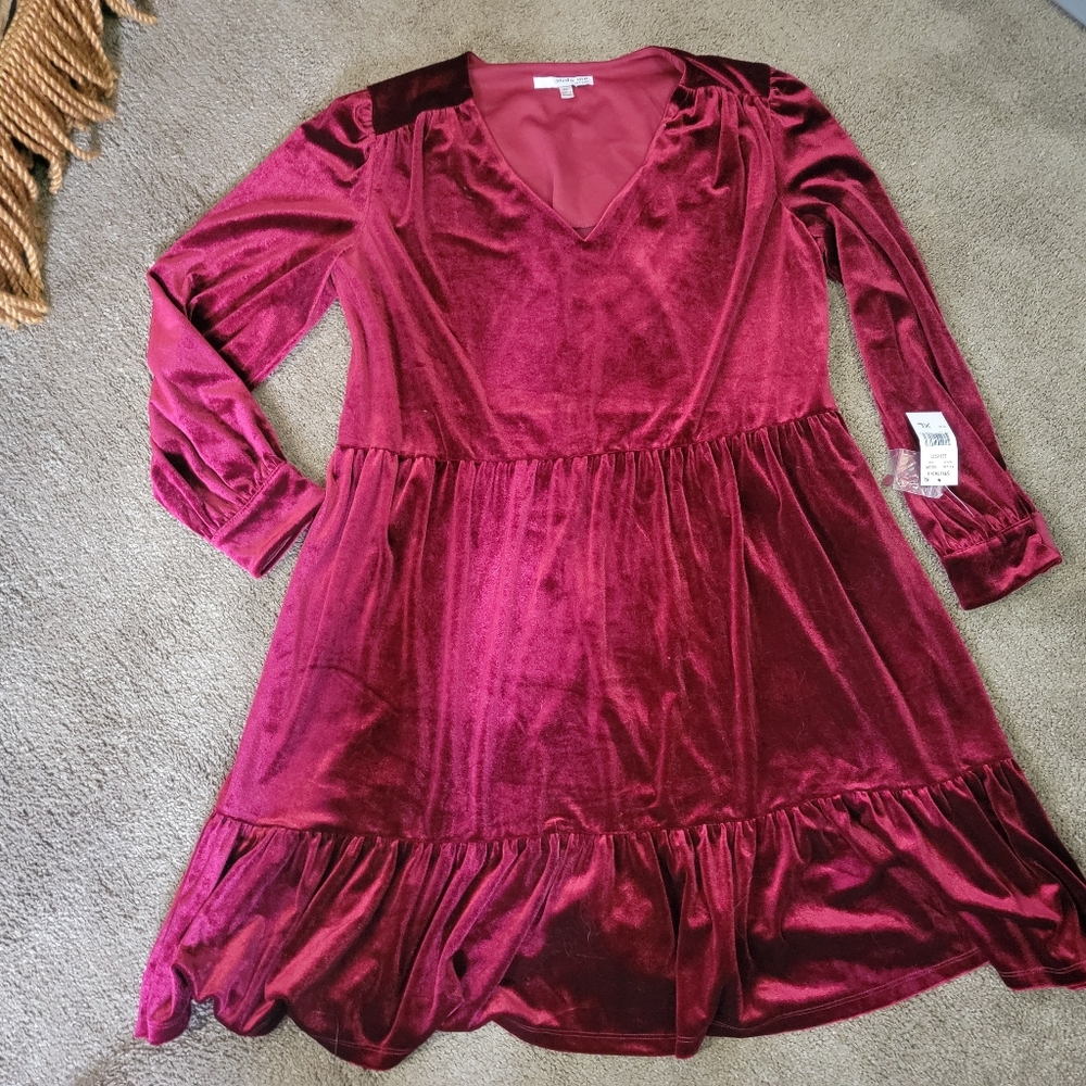Studio I Velvet Junuors Dress in Deep Red Xlarge New W Tag